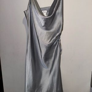 West of Melrose Grey Satin Side Cut Mini Dress